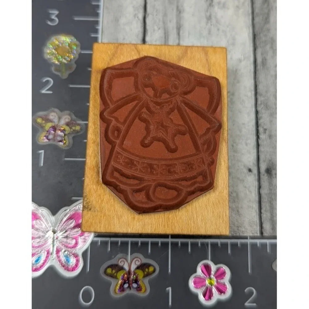 Comotion Wish Upon A Star Angel Bear 800 1994 Rubber Stamp Wood #K98